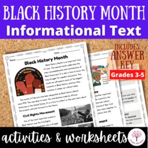 Black History Month Informational Text and Reading Comprehension Activities